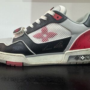 Louis Vuitton Men's Black, White, and Red Sneakers